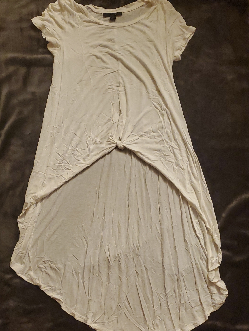 Light Cream Knot-Front High-Low Tunic Tee
